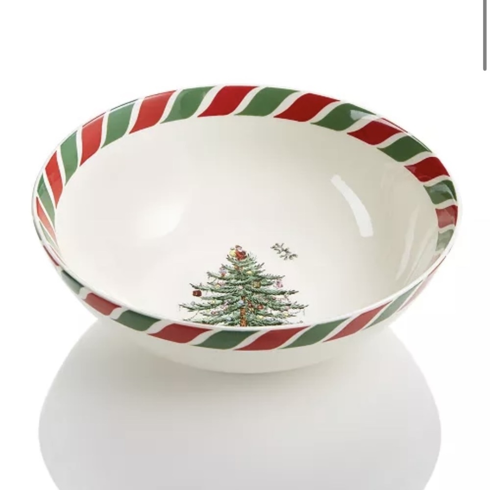 Vintage Spode Peppermint Stripe Ceramic Christmas Tree Candy Dish